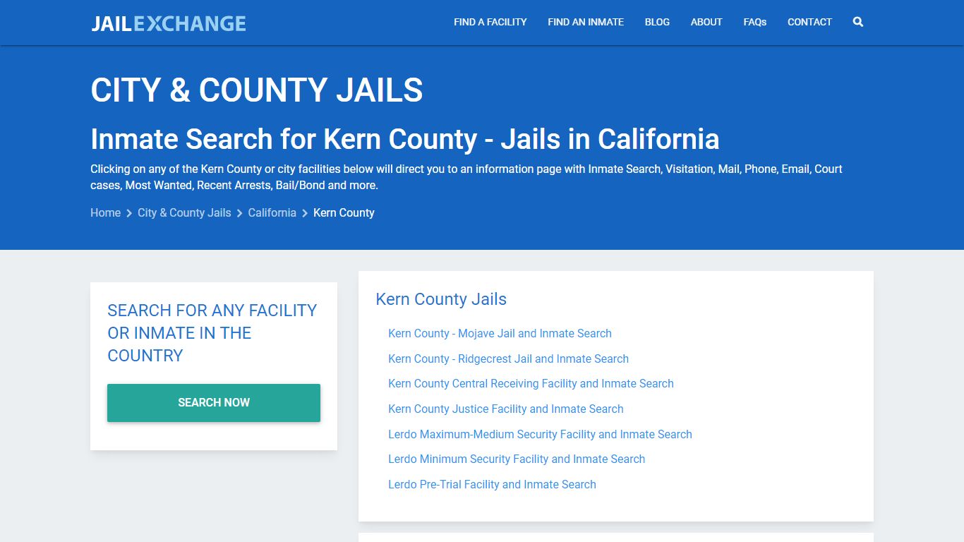 Inmate Search for Kern County | Jails in California - Jail Exchange